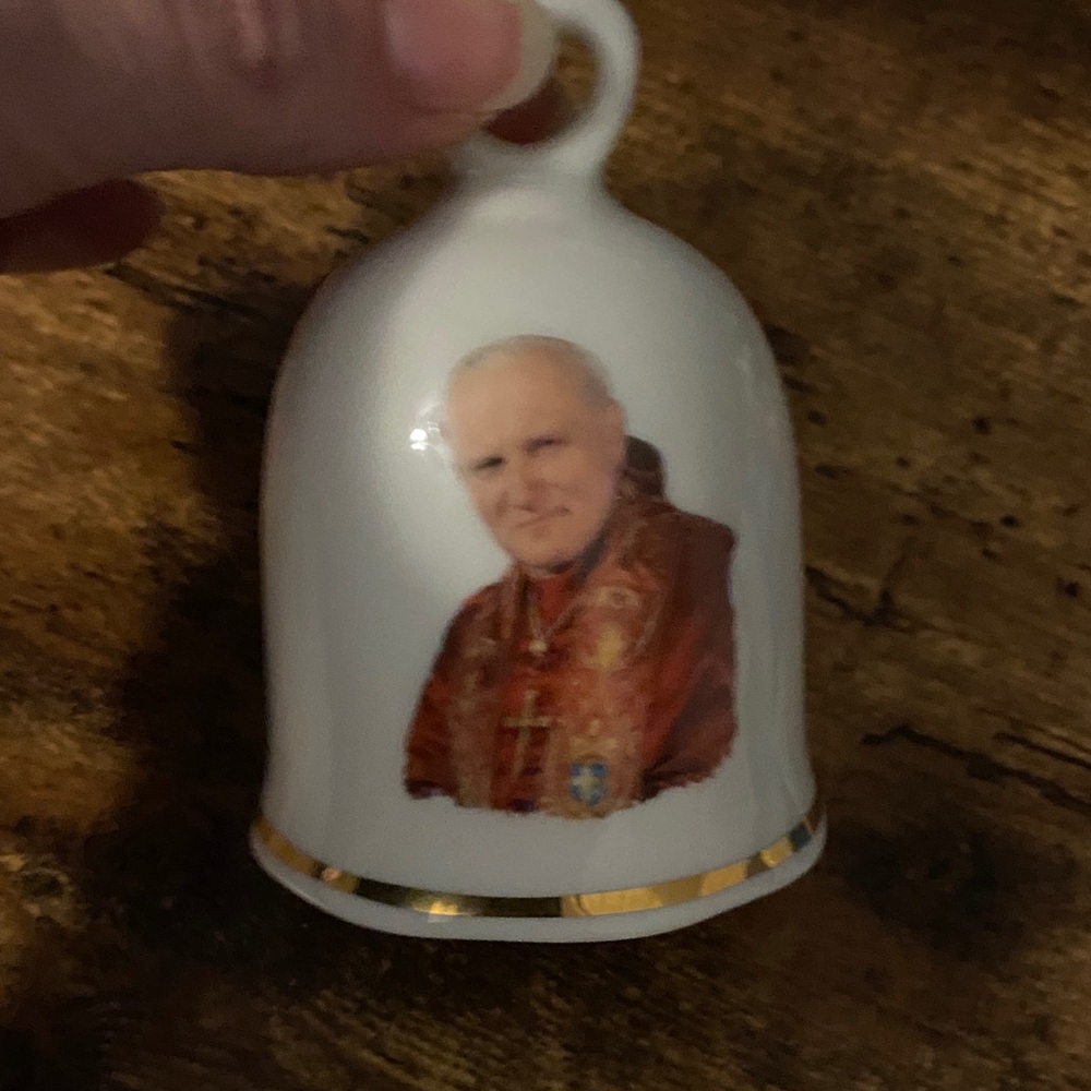 Vintage Ceramic Bell with Gold Trim 1984 Papal visit